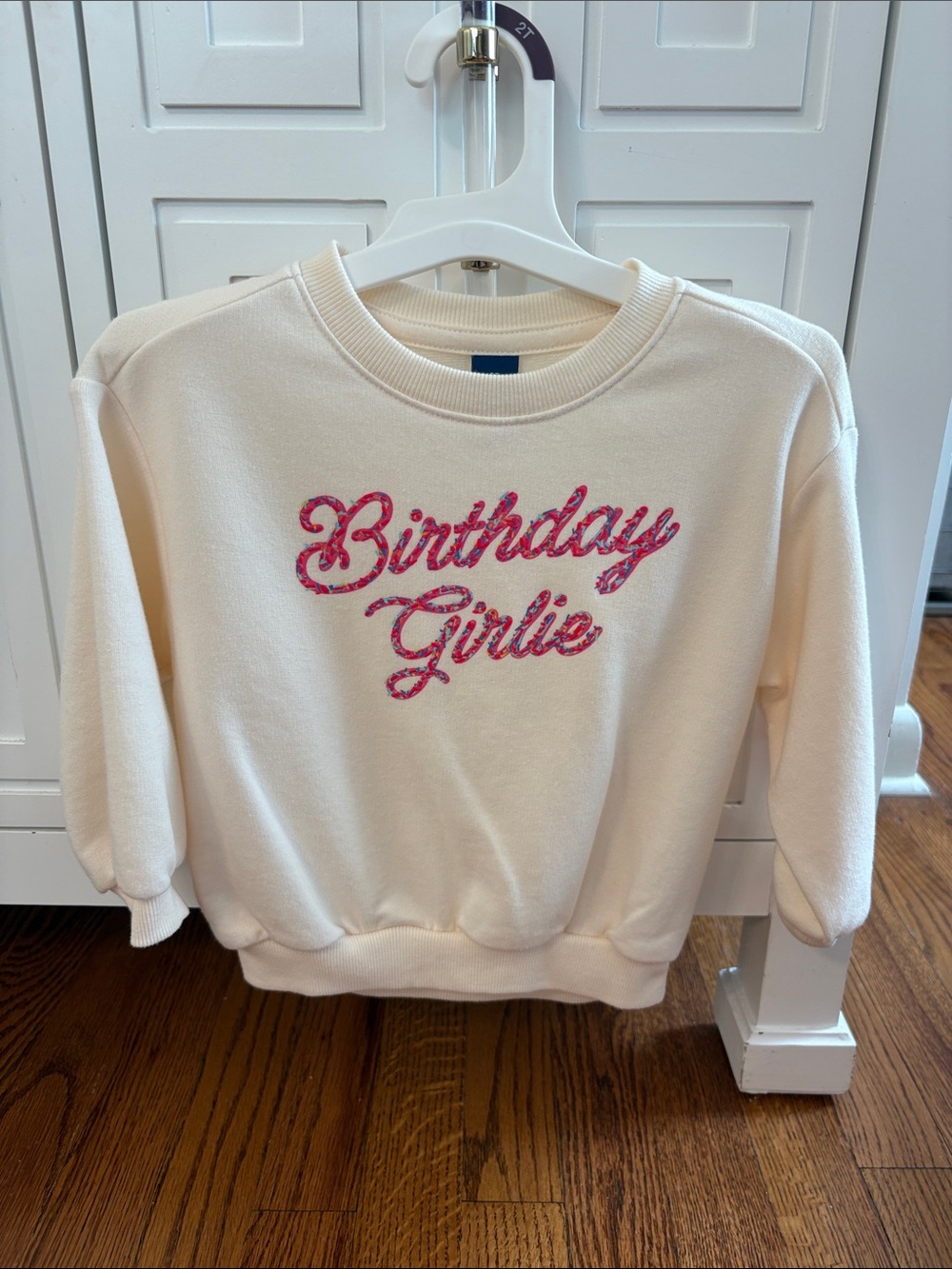 Old Navy Birthday Girlie Cream Kids Sweatshirt with Pink Script 2T